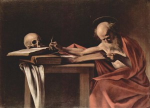 Caravaggio: San Girolamo Scrivente, cm 112 x 157, Galleria Borghese, Roma.